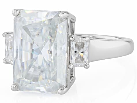 Radiant Cut Moissanite Platineve 3-Stone Ring 9.96ctw DEW