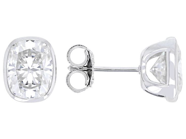 Rectangular Cushion Moissanite Platineve Stud Earrings 4.46ctw DEW
