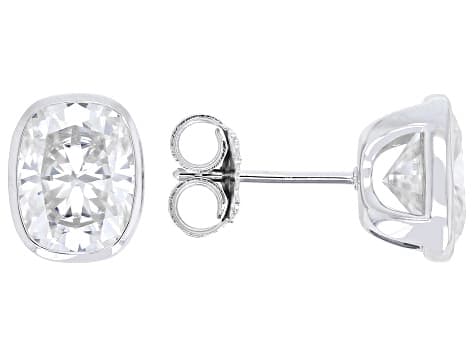 Rectangular Cushion Moissanite Platineve Stud Earrings 4.46ctw DEW