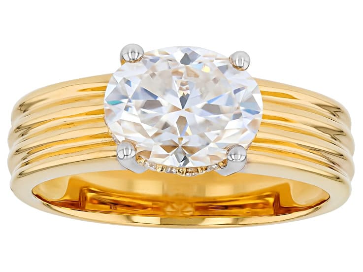 Moissanite 14K Yellow Gold Over Silver Ring 2.26ctw DEW