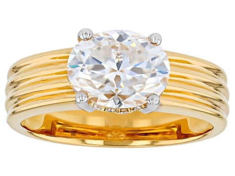 Moissanite 14K Yellow Gold Over Silver Ring 2.26ctw DEW