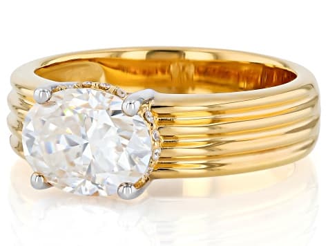 Moissanite 14K Yellow Gold Over Silver Ring 2.26ctw DEW