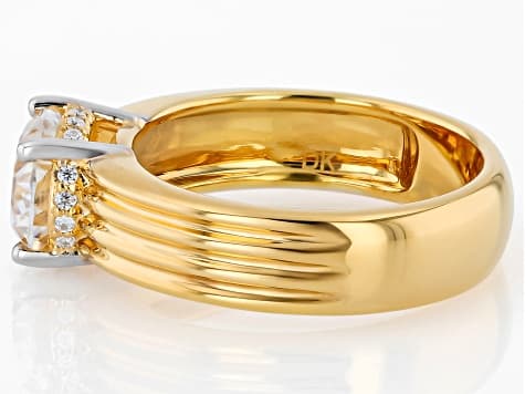 Moissanite 14K Yellow Gold Over Silver Ring 2.26ctw DEW