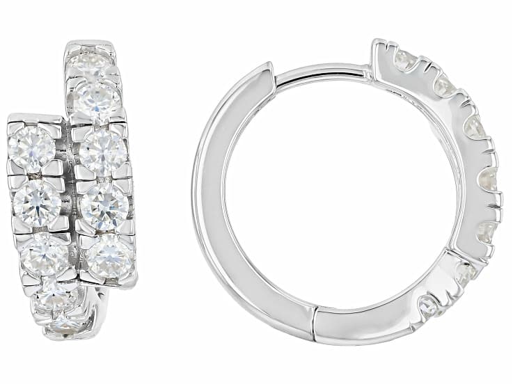Round Moissanite Platineve Hoop Earrings 1.20ctw DEW