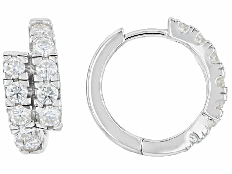 Round Moissanite Platineve Hoop Earrings 1.20ctw DEW