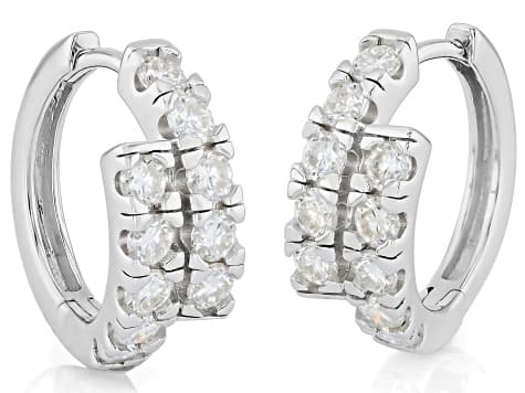 Round Moissanite Platineve Hoop Earrings 1.20ctw DEW