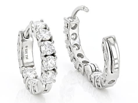 Moissanite Set Two Pair Hoop Earrings Platineve And 14k Yellow Gold Over Silver 3.20ctw DEW.