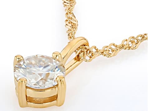 Moissanite Platineve And 14K Yellow Gold Over Silver Pendant with Chain Set Of Two 1.60ctw DEW