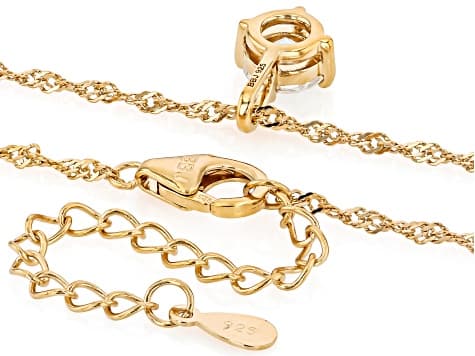 Moissanite Platineve And 14K Yellow Gold Over Silver Pendant with Chain Set Of Two 1.60ctw DEW