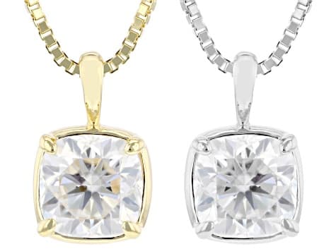 MOISSANITE FIRE® 4.00CTW DEW PLATINEVE® & 14K YG OVER SILVER PENDANT AND BOX CHAIN