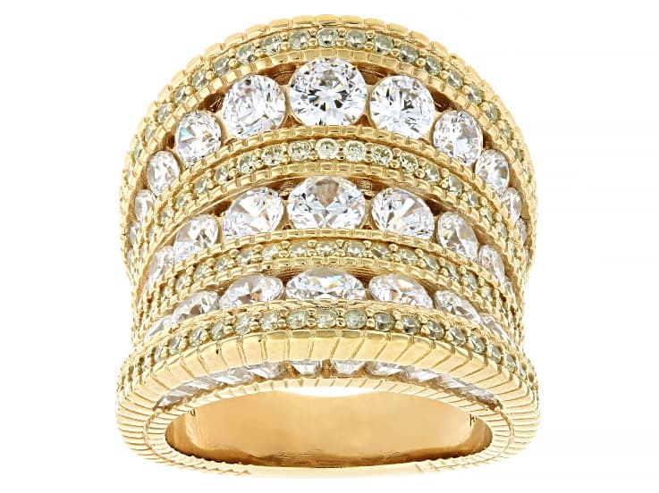 Judith Ripka White Cubic Zirconia 14k Gold Clad Haute Tapered Contour Band Ring 7.41ctw