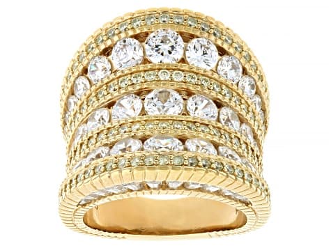 Judith Ripka White Cubic Zirconia 14k Gold Clad Haute Tapered Contour Band Ring 7.41ctw