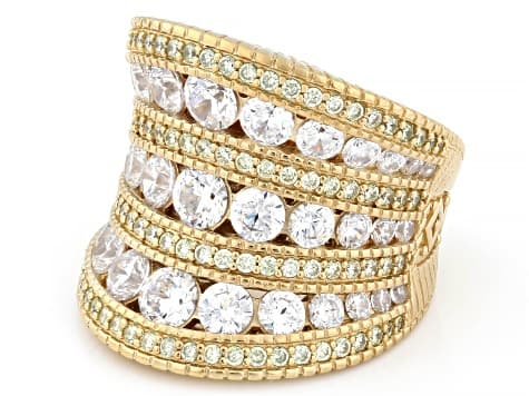 Judith Ripka White Cubic Zirconia 14k Gold Clad Haute Tapered Contour Band Ring 7.41ctw