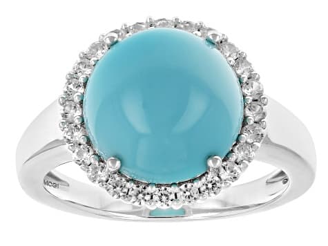 Sleeping Beauty Turquoise Rhodium Over Sterling Silver Ring 0.43ctw