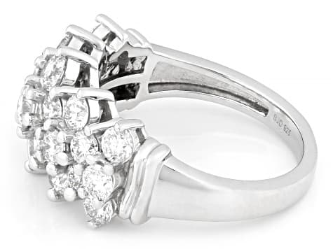 White Lab-Grown Diamond H SI Rhodium Over Sterling Silver Cluster Ring 2.00ctw