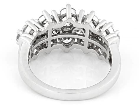 White Lab-Grown Diamond H SI Rhodium Over Sterling Silver Cluster Ring 2.00ctw