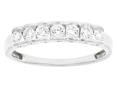 White Lab-Grown Diamond F-G SI Rhodium Over Sterling Silver Band Ring 0.45ctw