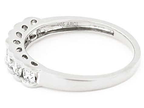 White Lab-Grown Diamond F-G SI Rhodium Over Sterling Silver Band Ring 0.45ctw