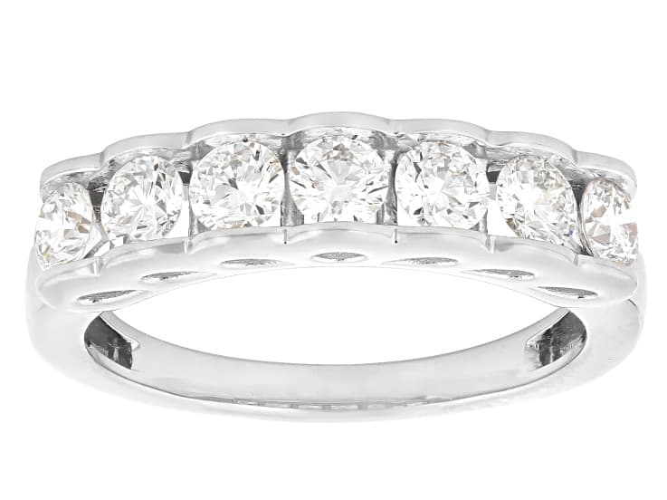 White Lab-Grown Diamond F-G SI Rhodium Over Sterling Silver Band Ring 1.00ctw