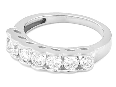 White Lab-Grown Diamond F-G SI Rhodium Over Sterling Silver Band Ring 1.00ctw