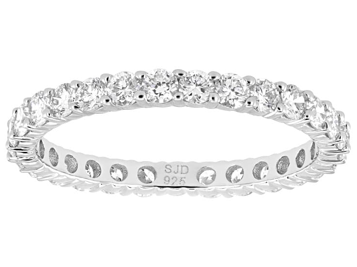 White Lab-Grown Diamond G-H SI Rhodium Over Sterling Silver Eternity Band Ring 1.00ctw