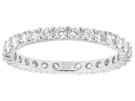White Lab-Grown Diamond G-H SI Rhodium Over Sterling Silver Eternity Band Ring 1.00ctw