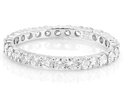 White Lab-Grown Diamond G-H SI Rhodium Over Sterling Silver Eternity Band Ring 1.00ctw
