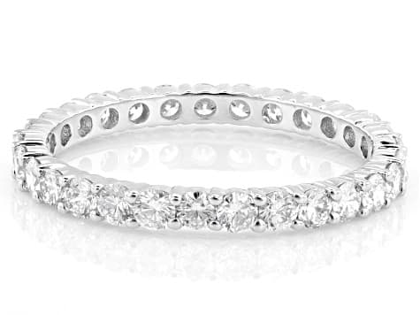 White Lab-Grown Diamond G-H SI Rhodium Over Sterling Silver Eternity Band Ring 1.00ctw