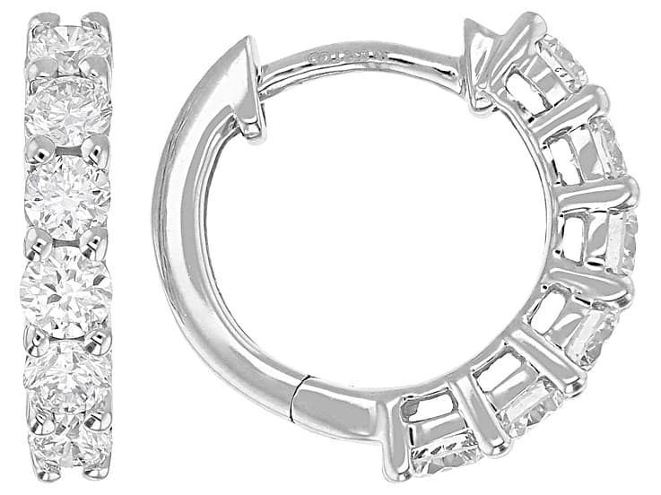 White Lab-Grown Diamond H SI1 Rhodium Over Sterling Silver Huggie Earrings 1.00ctw