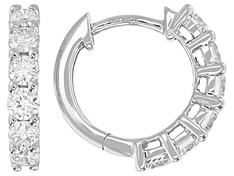 White Lab-Grown Diamond H SI1 Rhodium Over Sterling Silver Huggie Earrings 1.00ctw