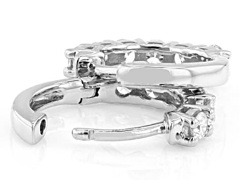 White Lab-Grown Diamond H SI1 Rhodium Over Sterling Silver Huggie Earrings 1.00ctw