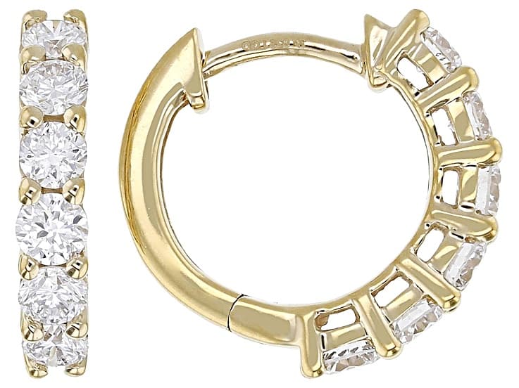 White Lab-Grown Diamond H SI1 14K Yellow Gold Over Sterling Silver Huggie Earrings 1.00ctw