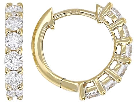 White Lab-Grown Diamond H SI1 14K Yellow Gold Over Sterling Silver Huggie Earrings 1.00ctw