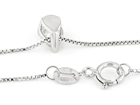 White Lab-Grown Diamond G SI2 Rhodium Over Sterling Silver Slide Pendant With Chain 0.50ct