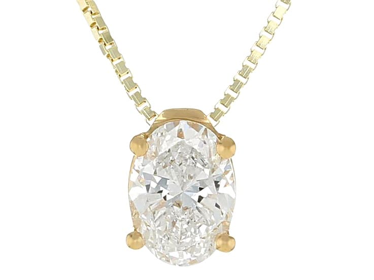 White Lab-Grown Diamond G SI2 14K Yellow Gold Over Sterling Silver Slide Pendant With Chain 0.50ct
