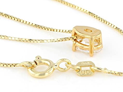 White Lab-Grown Diamond G SI2 14K Yellow Gold Over Sterling Silver Slide Pendant With Chain 0.50ct