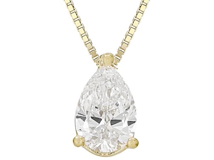 White Lab-Grown Diamond G SI2 14K Yellow Gold Over Sterling Silver Slide Pendant With Chain 1.00ct