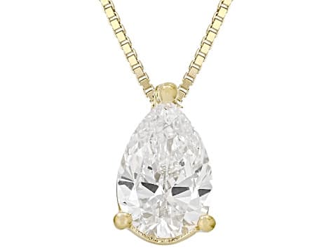 White Lab-Grown Diamond G SI2 14K Yellow Gold Over Sterling Silver Slide Pendant With Chain 1.00ct