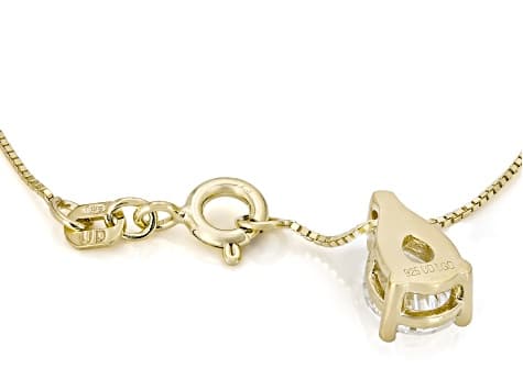 White Lab-Grown Diamond G SI2 14K Yellow Gold Over Sterling Silver Slide Pendant With Chain 1.00ct