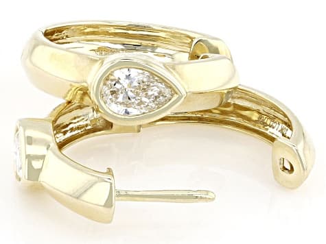 White Lab-Grown Diamond F SI2 10k Yellow Gold Hoop Earrings 0.50ctw