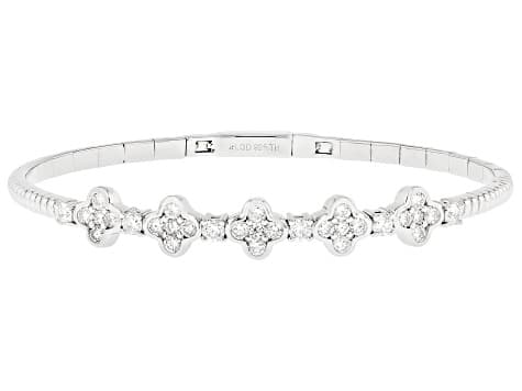 White Lab-Grown Diamond H SI Platinum Over Sterling Silver Flex Bangle Bracelet 1.45ctw