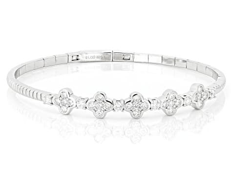 White Lab-Grown Diamond H SI Platinum Over Sterling Silver Flex Bangle Bracelet 1.45ctw