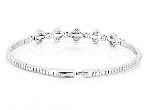 White Lab-Grown Diamond H SI Platinum Over Sterling Silver Flex Bangle Bracelet 1.45ctw