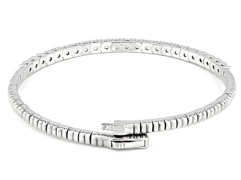 White Lab-Grown Diamond H SI Platinum Over Sterling Silver Flex Bangle Bracelet 2.50ctw