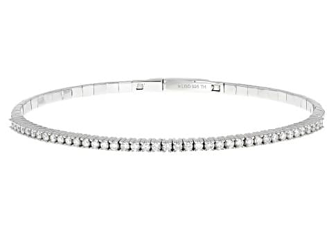 White Lab-Grown Diamond H SI Platinum Over Sterling Silver Flex Bangle Bracelet 1.00ctw