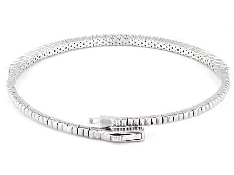 White Lab-Grown Diamond H SI Platinum Over Sterling Silver Flex Bangle Bracelet 1.00ctw