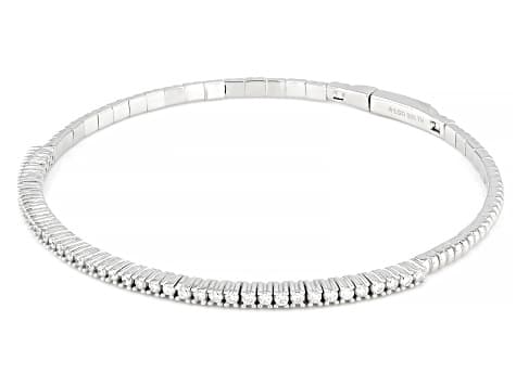 White Lab-Grown Diamond H SI Platinum Over Sterling Silver Flex Bangle Bracelet 1.00ctw