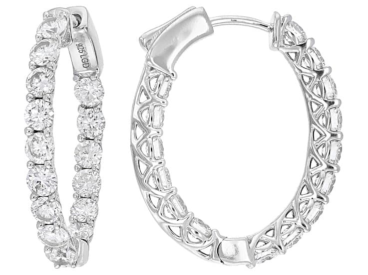 White Lab-Grown Diamond H SI Rhodium Over Sterling Silver Inside-Out Hoop Earrings 3.00ctw