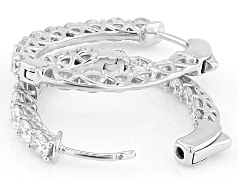 White Lab-Grown Diamond H SI Rhodium Over Sterling Silver Inside-Out Hoop Earrings 3.00ctw