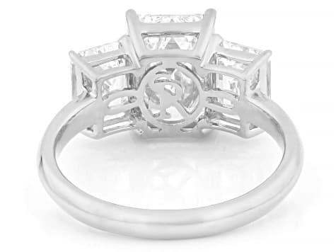 Certified Emerald Cut White Lab-Grown Diamond E VS2 14K White Gold 3-Stone Ring 5.15ctw